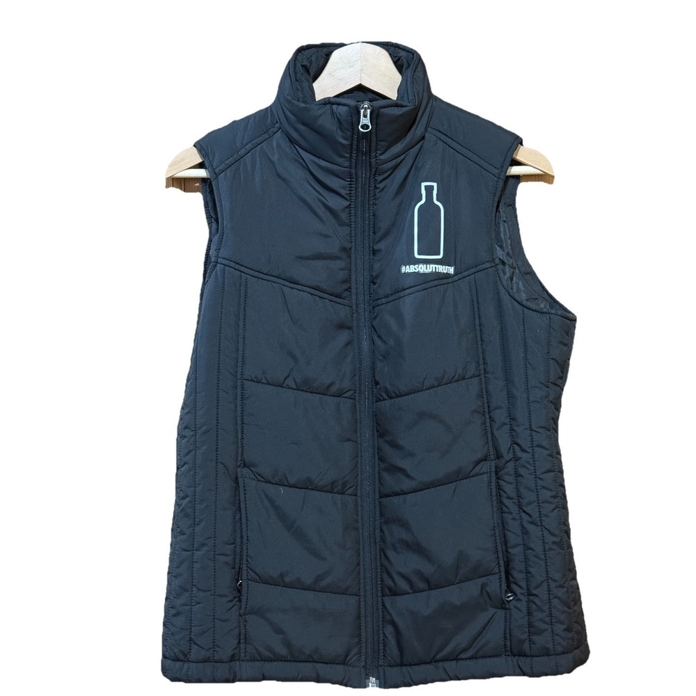 Port Authority Vest Women's Black Packable Puffy Absolut Vodka NWOT Small